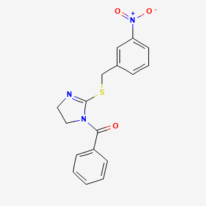 molecular formula C17H15N3O3S B3014211 [2-[(3-硝基苯基)甲基硫代]-4,5-二氢咪唑-1-基]-苯甲酰苯 CAS No. 851808-46-3