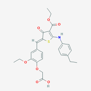 2-[2-ethoxy-4-[(Z)-[4-ethoxycarbonyl-5-(4-ethylanilino)-3-oxothiophen-2-ylidene]methyl]phenoxy]acetic acid