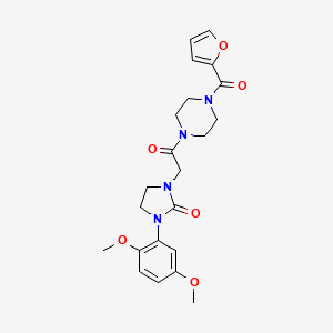 molecular formula C22H26N4O6 B3014235 1-(2,5-Dimethoxyphenyl)-3-(2-(4-(furan-2-carbonyl)piperazin-1-yl)-2-oxoethyl)imidazolidin-2-one CAS No. 1327300-24-2