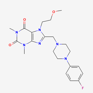 molecular formula C21H27FN6O3 B3014237 8-((4-(4-氟苯基)哌嗪-1-基)甲基)-7-(2-甲氧基乙基)-1,3-二甲基-1H-嘌呤-2,6(3H,7H)-二酮 CAS No. 851941-17-8