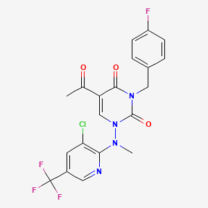 molecular formula C20H15ClF4N4O3 B3014244 5-乙酰基-1-[[3-氯-5-(三氟甲基)-2-吡啶基](甲基)氨基]-3-(4-氟苄基)-2,4(1H,3H)-嘧啶二酮 CAS No. 338399-39-6