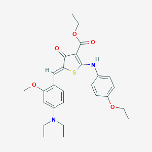 molecular formula C27H32N2O5S B301426 ethyl (5Z)-5-[[4-(diethylamino)-2-methoxyphenyl]methylidene]-2-(4-ethoxyanilino)-4-oxothiophene-3-carboxylate 