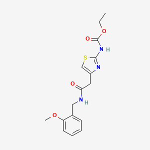 molecular formula C16H19N3O4S B3014270 Ethyl (4-(2-((2-methoxybenzyl)amino)-2-oxoethyl)thiazol-2-yl)carbamate CAS No. 946314-21-2