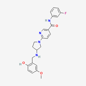 molecular formula C24H25FN4O3 B3014272 N~3~-(3-fluorophenyl)-6-{3-[(2-hydroxy-5-methoxybenzyl)amino]-1-pyrrolidinyl}nicotinamide CAS No. 1251672-22-6