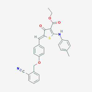 molecular formula C29H24N2O4S B301428 ethyl (5Z)-5-[[4-[(2-cyanophenyl)methoxy]phenyl]methylidene]-2-(4-methylanilino)-4-oxothiophene-3-carboxylate 