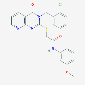 molecular formula C23H19ClN4O3S B3014280 2-((3-(2-chlorobenzyl)-4-oxo-3,4-dihydropyrido[2,3-d]pyrimidin-2-yl)thio)-N-(3-methoxyphenyl)acetamide CAS No. 902912-01-0