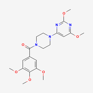 molecular formula C20H26N4O6 B3014290 (4-(2,6-Dimethoxypyrimidin-4-yl)piperazin-1-yl)(3,4,5-trimethoxyphenyl)methanone CAS No. 1040647-60-6