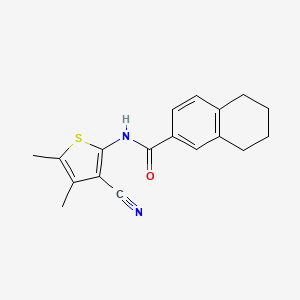 molecular formula C18H18N2OS B3014293 N-(3-cyano-4,5-dimethylthiophen-2-yl)-5,6,7,8-tetrahydronaphthalene-2-carboxamide CAS No. 896303-84-7