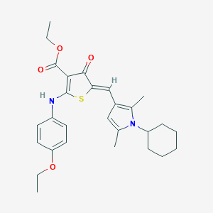 molecular formula C28H34N2O4S B301431 ethyl (5Z)-5-[(1-cyclohexyl-2,5-dimethylpyrrol-3-yl)methylidene]-2-(4-ethoxyanilino)-4-oxothiophene-3-carboxylate 