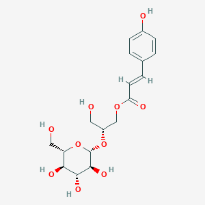 molecular formula C18H24O10 B3014334 [(2R)-3-Hydroxy-2-[(2S,3S,4R,5R,6S)-3,4,5-trihydroxy-6-(hydroxymethyl)oxan-2-yl]oxypropyl] (E)-3-(4-hydroxyphenyl)prop-2-enoate CAS No. 120601-66-3