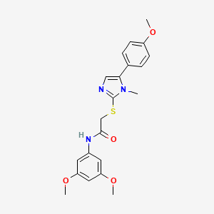 molecular formula C21H23N3O4S B3014340 N-(3,5-二甲氧基苯基)-2-((5-(4-甲氧基苯基)-1-甲基-1H-咪唑-2-基)硫代)乙酰胺 CAS No. 941880-07-5
