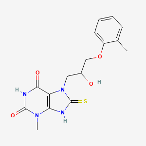 molecular formula C16H18N4O4S B3014342 7-(2-羟基-3-(邻甲苯氧基)丙基)-8-巯基-3-甲基-1H-嘌呤-2,6(3H,7H)-二酮 CAS No. 392249-22-8