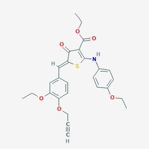 molecular formula C27H27NO6S B301435 ethyl (5Z)-2-(4-ethoxyanilino)-5-[(3-ethoxy-4-prop-2-ynoxyphenyl)methylidene]-4-oxothiophene-3-carboxylate 