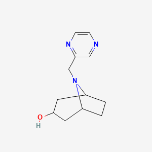 molecular formula C12H17N3O B3014351 (1R,5S)-8-(吡嗪-2-基甲基)-8-氮杂双环[3.2.1]辛烷-3-醇 CAS No. 1340318-89-9