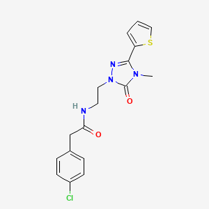 molecular formula C17H17ClN4O2S B3014362 2-(4-chlorophenyl)-N-(2-(4-methyl-5-oxo-3-(thiophen-2-yl)-4,5-dihydro-1H-1,2,4-triazol-1-yl)ethyl)acetamide CAS No. 1203167-93-4