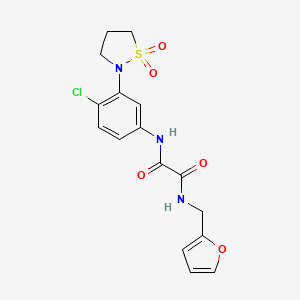 molecular formula C16H16ClN3O5S B3014363 N1-(4-氯-3-(1,1-二氧化异噻唑烷-2-基)苯基)-N2-(呋喃-2-基甲基)草酰胺 CAS No. 1105230-45-2