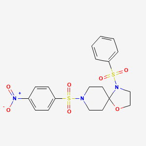 molecular formula C19H21N3O7S2 B3014365 8-((4-硝基苯基)磺酰基)-4-(苯磺酰基)-1-氧杂-4,8-二氮杂螺[4.5]癸烷 CAS No. 898425-22-4