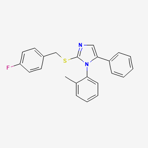 molecular formula C23H19FN2S B3014368 2-((4-fluorobenzyl)thio)-5-phenyl-1-(o-tolyl)-1H-imidazole CAS No. 1207043-50-2