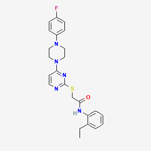 molecular formula C24H26FN5OS B3014372 2-[3-(4-fluorophenyl)-7-oxoisothiazolo[4,5-d]pyrimidin-6(7H)-yl]-N-[2-(trifluoromethyl)phenyl]acetamide CAS No. 1116037-07-0