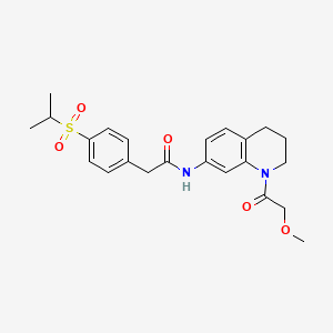 molecular formula C23H28N2O5S B3014374 2-(4-(isopropylsulfonyl)phenyl)-N-(1-(2-methoxyacetyl)-1,2,3,4-tetrahydroquinolin-7-yl)acetamide CAS No. 1209889-00-8