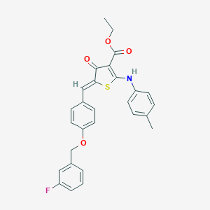 molecular formula C28H24FNO4S B301438 ethyl (5Z)-5-[[4-[(3-fluorophenyl)methoxy]phenyl]methylidene]-2-(4-methylanilino)-4-oxothiophene-3-carboxylate 