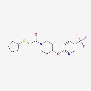 2-(Cyclopentylthio)-1-(4-((5-(trifluoromethyl)pyridin-2-yl)oxy)piperidin-1-yl)ethanone