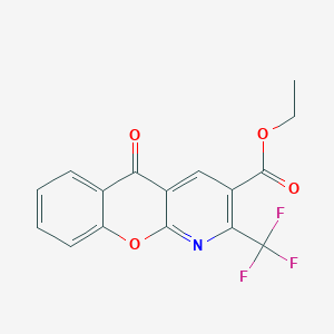 molecular formula C16H10F3NO4 B3014398 5-氧代-2-(三氟甲基)-5H-色烯并[2,3-b]吡啶-3-甲酸乙酯 CAS No. 338777-85-8