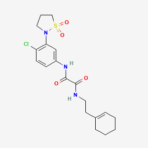 molecular formula C19H24ClN3O4S B3014399 N1-(4-chloro-3-(1,1-dioxidoisothiazolidin-2-yl)phenyl)-N2-(2-(cyclohex-1-en-1-yl)ethyl)oxalamide CAS No. 1105230-29-2