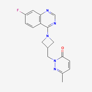 molecular formula C17H16FN5O B3014400 2-{[1-(7-Fluoroquinazolin-4-yl)azetidin-3-yl]methyl}-6-methyl-2,3-dihydropyridazin-3-one CAS No. 2200067-87-2