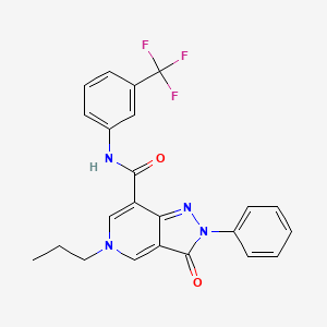 molecular formula C23H19F3N4O2 B3014406 3-oxo-2-phenyl-5-propyl-N-(3-(trifluoromethyl)phenyl)-3,5-dihydro-2H-pyrazolo[4,3-c]pyridine-7-carboxamide CAS No. 921833-98-9