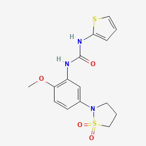 molecular formula C15H17N3O4S2 B3014413 1-(5-(1,1-Dioxidoisothiazolidin-2-yl)-2-methoxyphenyl)-3-(thiophen-2-yl)urea CAS No. 1203093-76-8