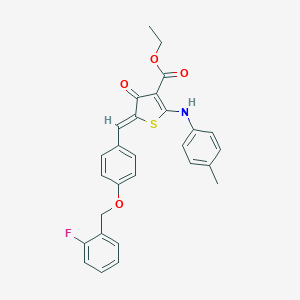 molecular formula C28H24FNO4S B301442 ethyl (5Z)-5-[[4-[(2-fluorophenyl)methoxy]phenyl]methylidene]-2-(4-methylanilino)-4-oxothiophene-3-carboxylate 