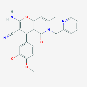 2-amino-4-(3,4-dimethoxyphenyl)-7-methyl-5-oxo-6-(pyridin-2-ylmethyl)-5,6-dihydro-4H-pyrano[3,2-c]pyridine-3-carbonitrile