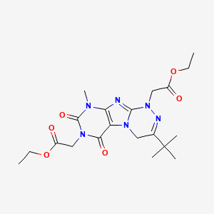 diethyl 2,2'-(3-(tert-butyl)-9-methyl-6,8-dioxo-8,9-dihydro-[1,2,4]triazino[3,4-f]purine-1,7(4H,6H)-diyl)diacetate