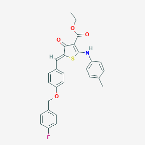 ethyl (5Z)-5-[[4-[(4-fluorophenyl)methoxy]phenyl]methylidene]-2-(4-methylanilino)-4-oxothiophene-3-carboxylate