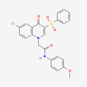 molecular formula C24H19ClN2O5S B3014441 2-[3-(benzenesulfonyl)-6-chloro-4-oxoquinolin-1-yl]-N-(4-methoxyphenyl)acetamide CAS No. 866591-08-4