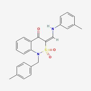 molecular formula C24H22N2O3S B3014448 (E)-1-(4-甲基苄基)-3-((间甲苯胺)亚甲基)-1H-苯并[c][1,2]噻嗪-4(3H)-酮 2,2-二氧化物 CAS No. 893309-90-5