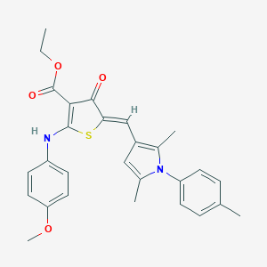 molecular formula C28H28N2O4S B301445 ethyl (5Z)-5-[[2,5-dimethyl-1-(4-methylphenyl)pyrrol-3-yl]methylidene]-2-(4-methoxyanilino)-4-oxothiophene-3-carboxylate 