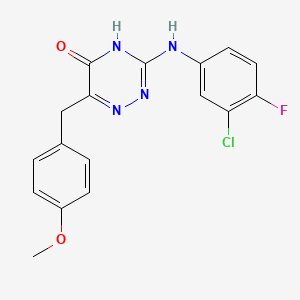 3-((3-chloro-4-fluorophenyl)amino)-6-(4-methoxybenzyl)-1,2,4-triazin-5(4H)-one