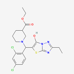 Ethyl 1-((2,4-dichlorophenyl)(2-ethyl-6-hydroxythiazolo[3,2-b][1,2,4]triazol-5-yl)methyl)piperidine-3-carboxylate