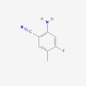 molecular formula C8H7FN2 B3014473 2-Amino-4-fluoro-5-methylbenzonitrile CAS No. 1037206-84-0; 1357942-79-0