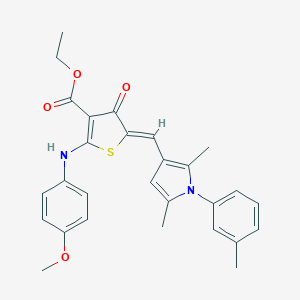 molecular formula C28H28N2O4S B301448 ethyl (5Z)-5-[[2,5-dimethyl-1-(3-methylphenyl)pyrrol-3-yl]methylidene]-2-(4-methoxyanilino)-4-oxothiophene-3-carboxylate 