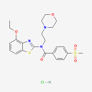 molecular formula C23H28ClN3O5S2 B3014486 N-(4-乙氧基苯并[d]噻唑-2-基)-4-(甲磺酰基)-N-(2-吗啉乙基)苯甲酰胺盐酸盐 CAS No. 1216648-09-7