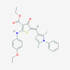molecular formula C28H28N2O4S B301449 ethyl (5Z)-5-[(2,5-dimethyl-1-phenylpyrrol-3-yl)methylidene]-2-(4-ethoxyanilino)-4-oxothiophene-3-carboxylate 