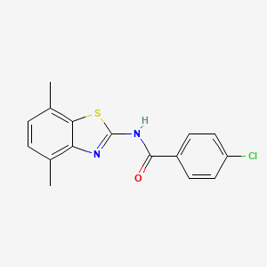 molecular formula C16H13ClN2OS B3014497 4-chloro-N-(4,7-dimethyl-1,3-benzothiazol-2-yl)benzamide CAS No. 900866-65-1