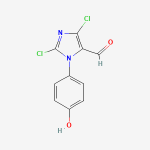 molecular formula C10H6Cl2N2O2 B3014502 2,5-二氯-3-(4-羟基苯基)咪唑-4-甲醛 CAS No. 1333655-46-1