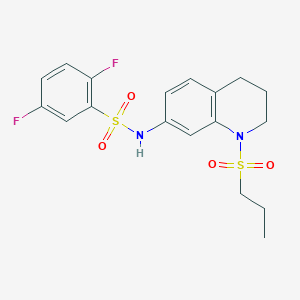 molecular formula C18H20F2N2O4S2 B3014518 2,5-difluoro-N-(1-(propylsulfonyl)-1,2,3,4-tetrahydroquinolin-7-yl)benzenesulfonamide CAS No. 946300-79-4