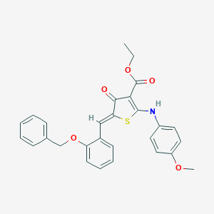 molecular formula C28H25NO5S B301452 ethyl (5Z)-2-(4-methoxyanilino)-4-oxo-5-[(2-phenylmethoxyphenyl)methylidene]thiophene-3-carboxylate 