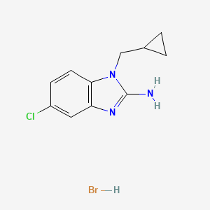 molecular formula C11H13BrClN3 B3014524 5-chloro-1-(cyclopropylmethyl)-1H-benzo[d]imidazol-2-amine hydrobromide CAS No. 2411640-88-3