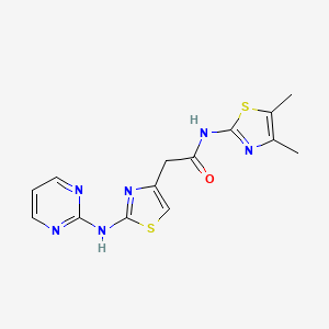 molecular formula C14H14N6OS2 B3014527 N-(4,5-二甲基噻唑-2-基)-2-(2-(嘧啶-2-基氨基)噻唑-4-基)乙酰胺 CAS No. 1226459-23-9